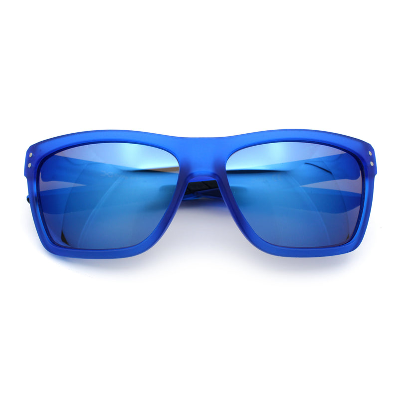 Xloop Mens Rectangle Sport Classic Wrap Horned Plastic Sunglasses