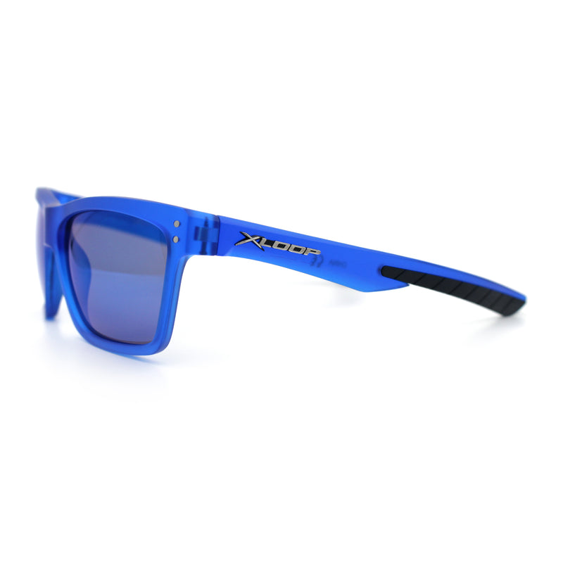 Xloop Mens Rectangle Sport Classic Wrap Horned Plastic Sunglasses