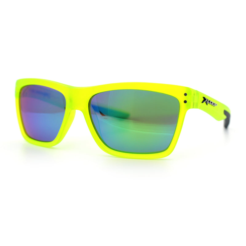 Xloop Mens Rectangle Sport Classic Wrap Horned Plastic Sunglasses