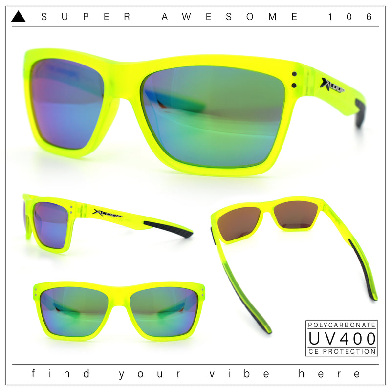 Xloop Mens Rectangle Sport Classic Wrap Horned Plastic Sunglasses