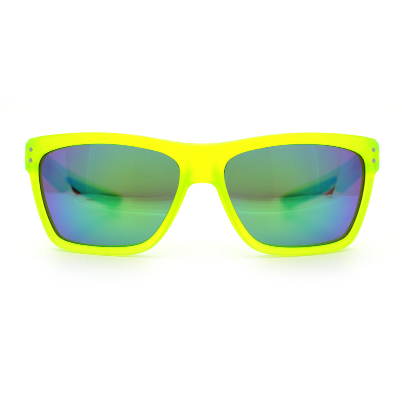 Xloop Mens Rectangle Sport Classic Wrap Horned Plastic Sunglasses