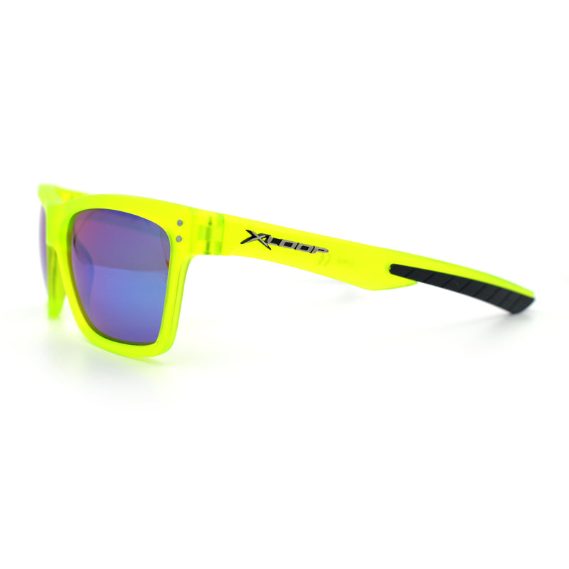 Xloop Mens Rectangle Sport Classic Wrap Horned Plastic Sunglasses