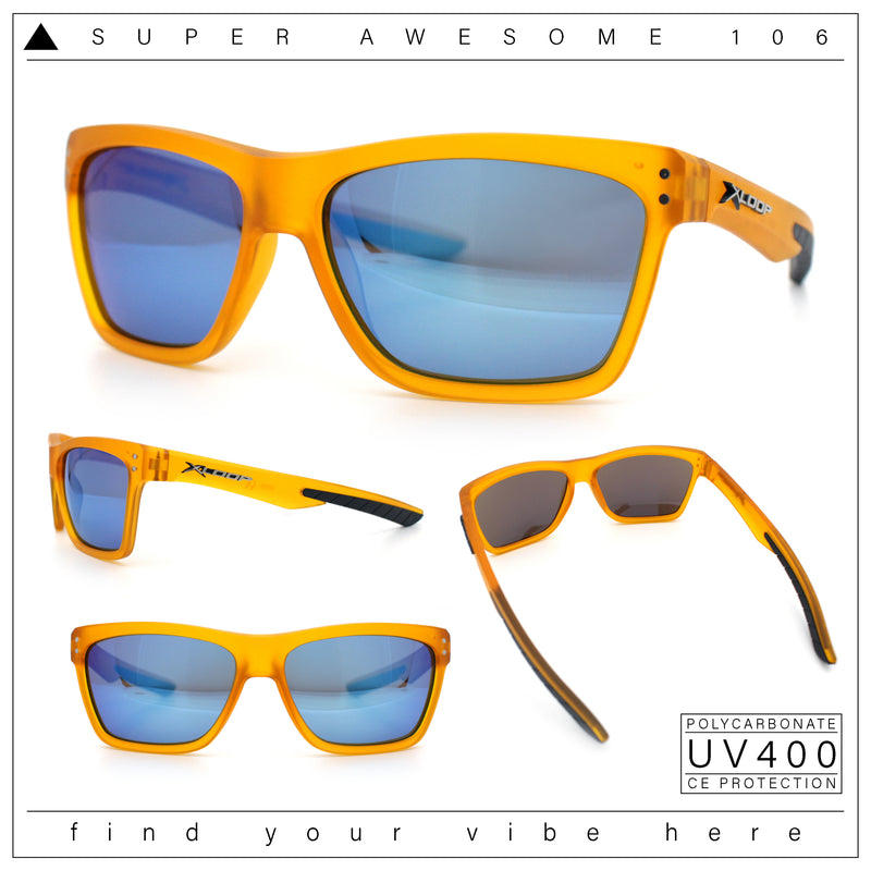 Xloop Mens Rectangle Sport Classic Wrap Horned Plastic Sunglasses