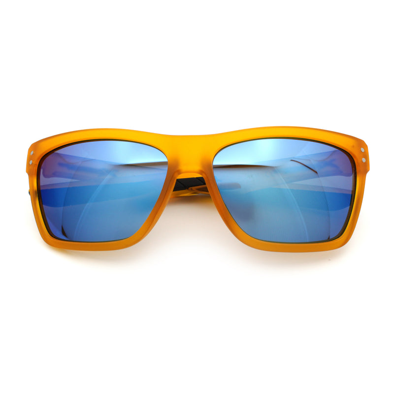 Xloop Mens Rectangle Sport Classic Wrap Horned Plastic Sunglasses