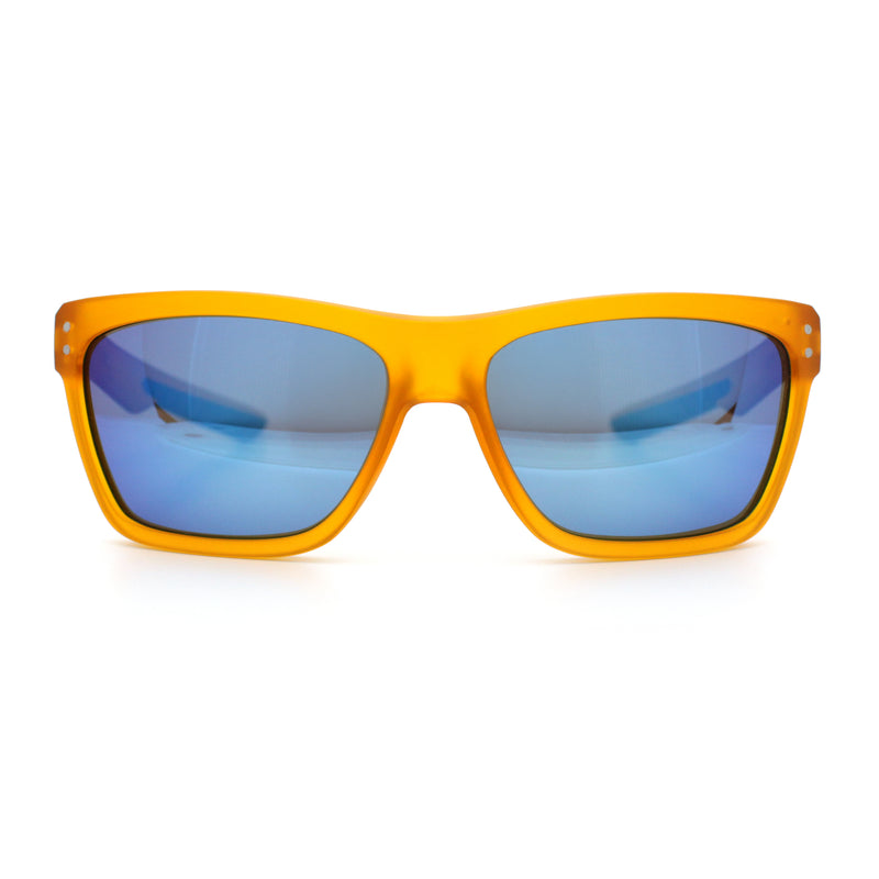 Xloop Mens Rectangle Sport Classic Wrap Horned Plastic Sunglasses