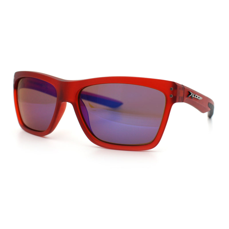 Xloop Mens Rectangle Sport Classic Wrap Horned Plastic Sunglasses