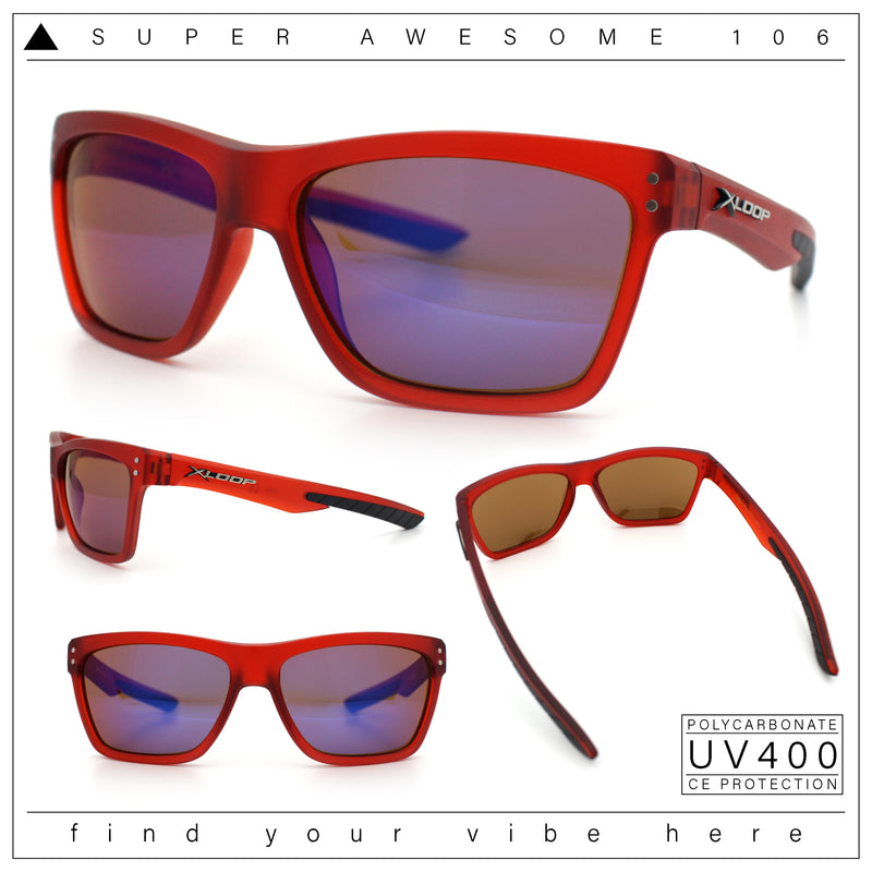 Xloop Mens Rectangle Sport Classic Wrap Horned Plastic Sunglasses