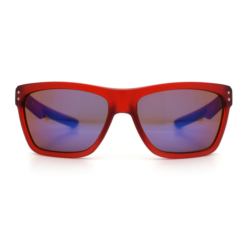 Xloop Mens Rectangle Sport Classic Wrap Horned Plastic Sunglasses