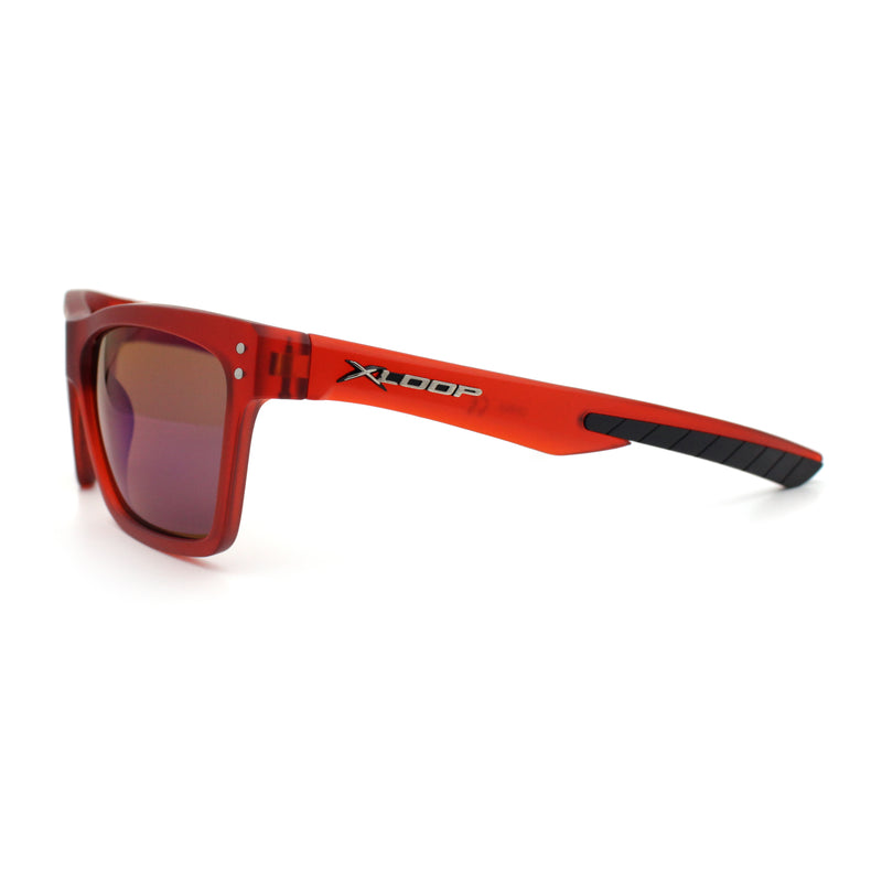 Xloop Mens Rectangle Sport Classic Wrap Horned Plastic Sunglasses