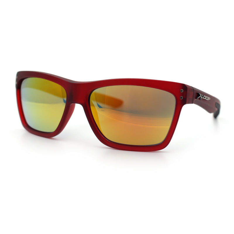 Xloop Mens Rectangle Sport Classic Wrap Horned Plastic Sunglasses