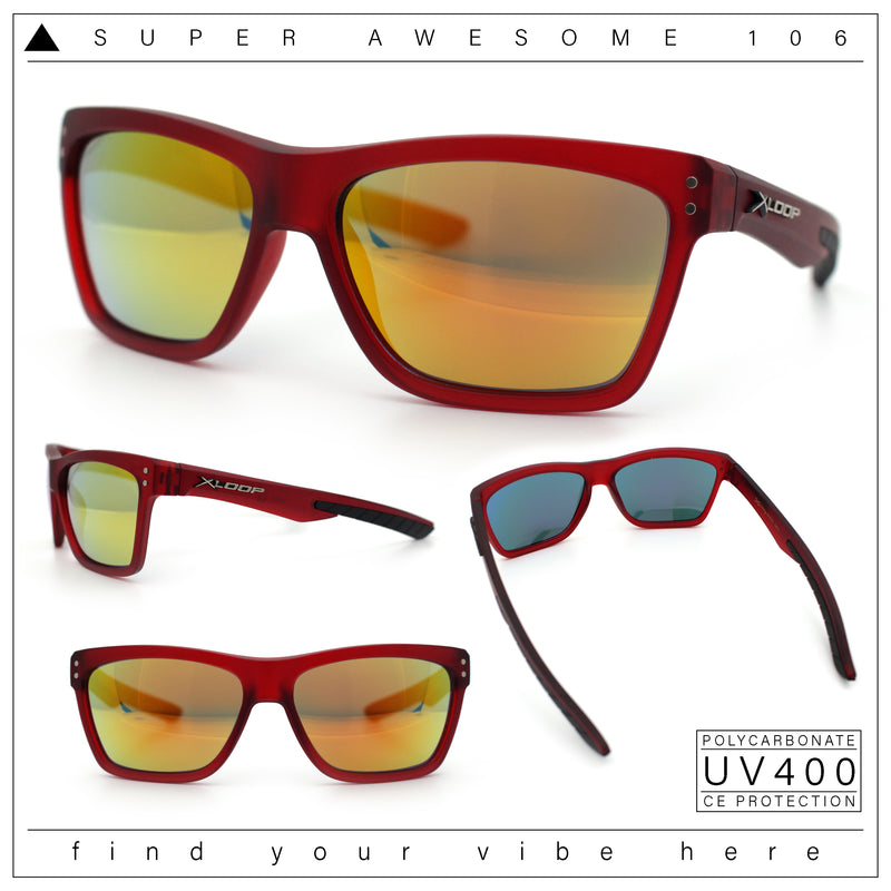 Xloop Mens Rectangle Sport Classic Wrap Horned Plastic Sunglasses