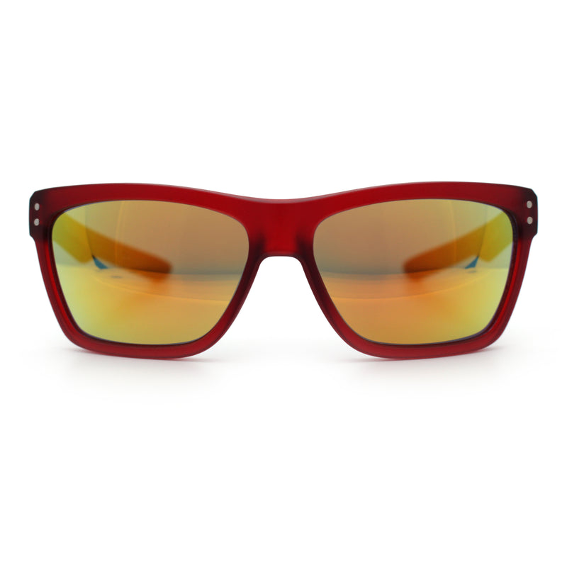 Xloop Mens Rectangle Sport Classic Wrap Horned Plastic Sunglasses