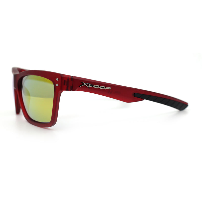 Xloop Mens Rectangle Sport Classic Wrap Horned Plastic Sunglasses