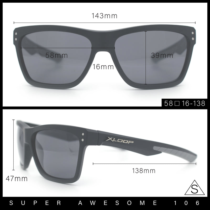 Xloop Mens Rectangle Sport Classic Wrap Horned Plastic Sunglasses