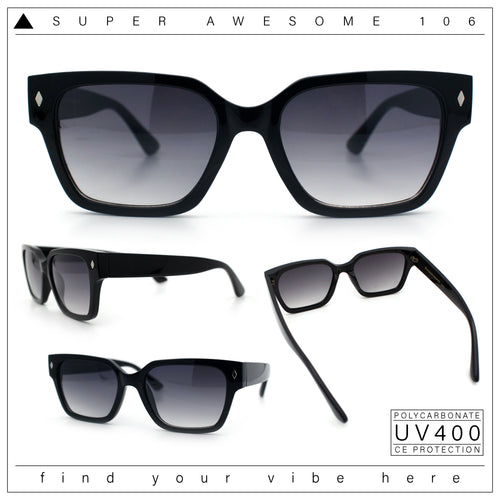 Mens Gentlemanly Urban Hipster Horn Rim Rectangle Plastic Sunglasses