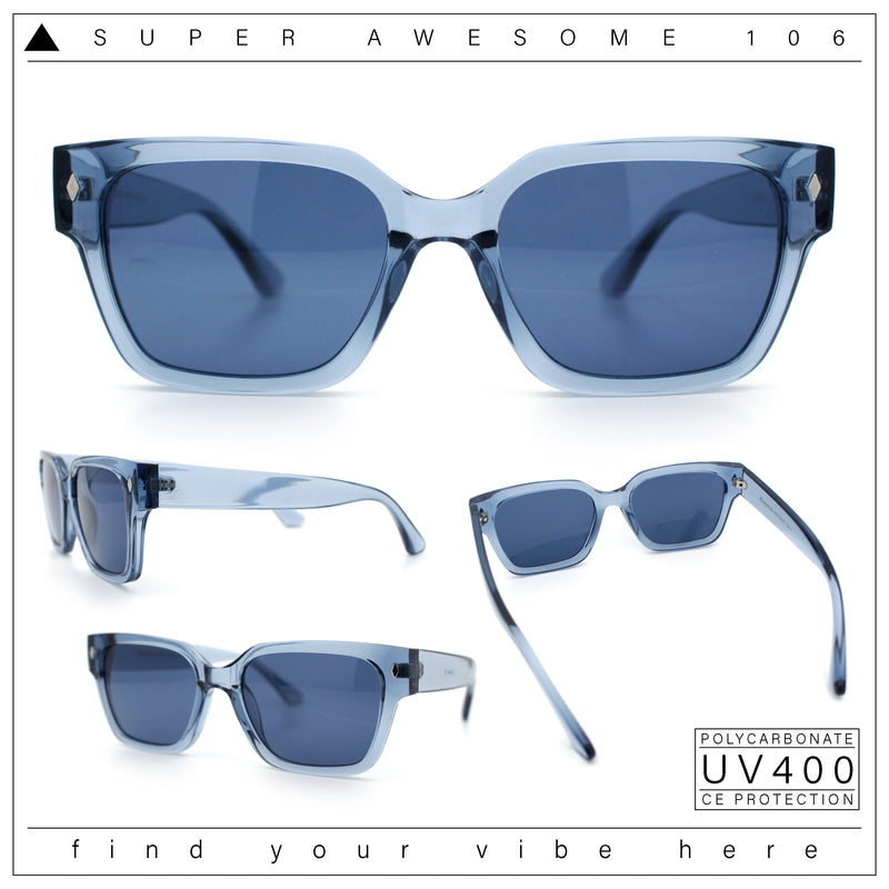 Mens Gentlemanly Urban Hipster Horn Rim Rectangle Plastic Sunglasses