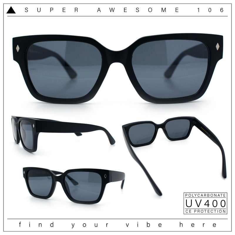 Mens Gentlemanly Urban Hipster Horn Rim Rectangle Plastic Sunglasses