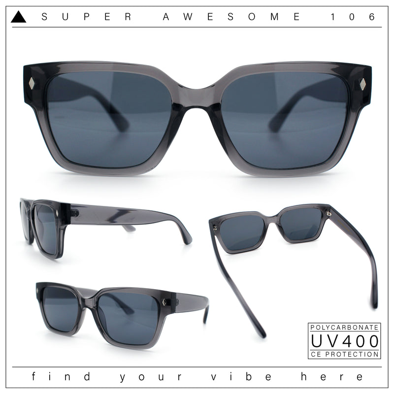 Mens Gentlemanly Urban Hipster Horn Rim Rectangle Plastic Sunglasses