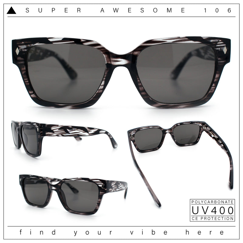 Mens Gentlemanly Urban Hipster Horn Rim Rectangle Plastic Sunglasses