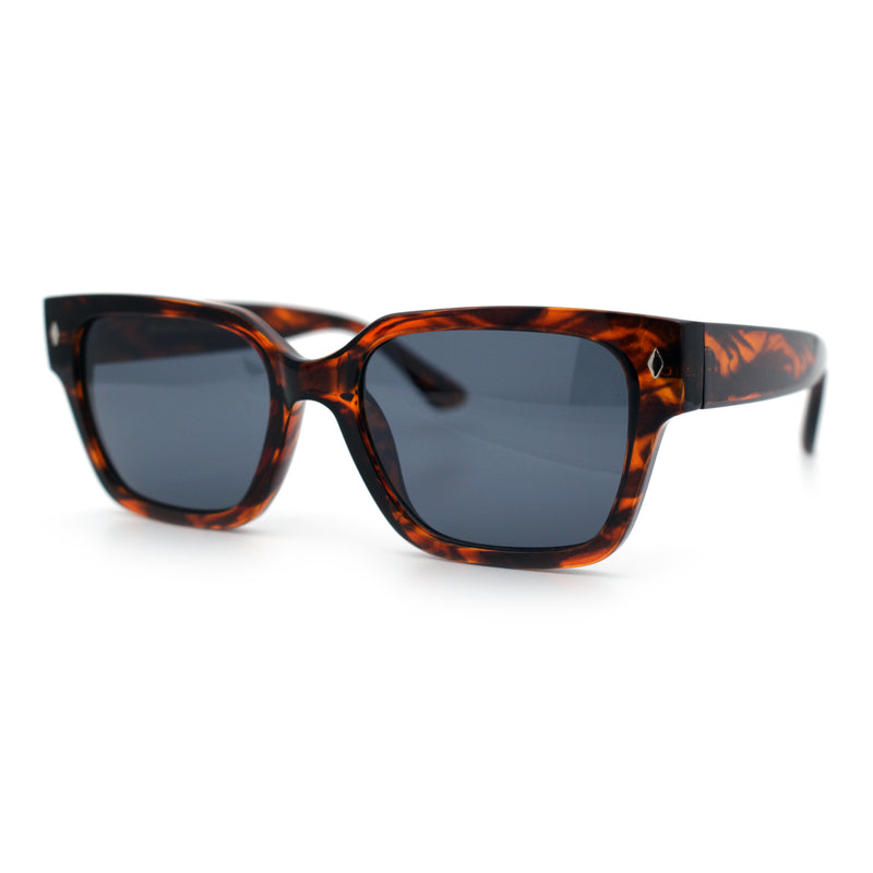 Mens Gentlemanly Urban Hipster Horn Rim Rectangle Plastic Sunglasses