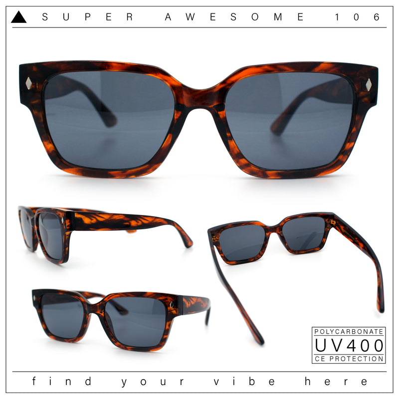 Mens Gentlemanly Urban Hipster Horn Rim Rectangle Plastic Sunglasses