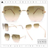 Womens Rimless Oversized Rectangle Designer Fashion Metal Rim Sunglasses