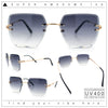 Womens Rimless Oversized Rectangle Designer Fashion Metal Rim Sunglasses