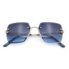 Womens Rimless Oversized Rectangle Designer Fashion Metal Rim Sunglasses