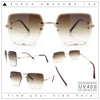 Womens Rimless Oversized Rectangle Designer Fashion Metal Rim Sunglasses