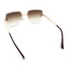 Womens Rimless Oversized Rectangle Designer Fashion Metal Rim Sunglasses