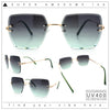 Womens Rimless Oversized Rectangle Designer Fashion Metal Rim Sunglasses