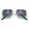 Womens Rimless Oversized Rectangle Designer Fashion Metal Rim Sunglasses