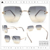 Womens Rimless Oversized Rectangle Designer Fashion Metal Rim Sunglasses