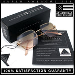 Womens Rimless Oversized Rectangle Designer Fashion Metal Rim Sunglasses
