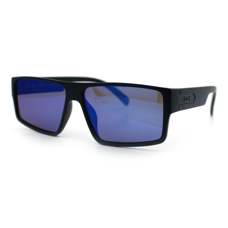 Locs Mens Color Mirror Flat Top Gangster Plastic Rectangle Sunglasses