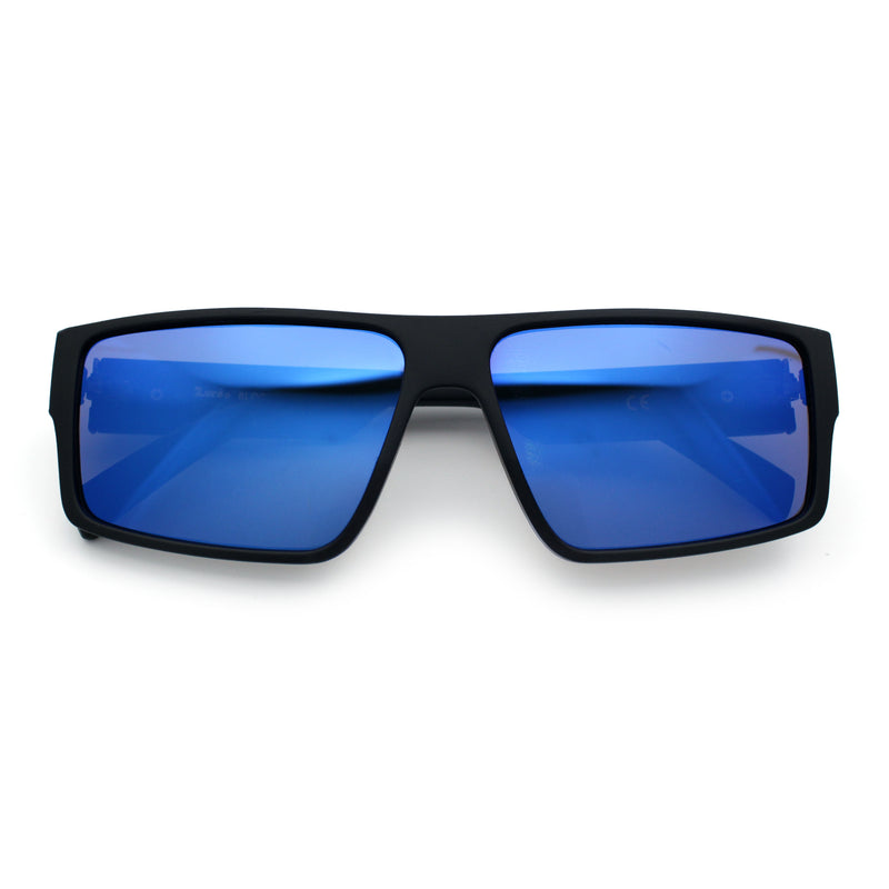 Locs Mens Color Mirror Flat Top Gangster Plastic Rectangle Sunglasses
