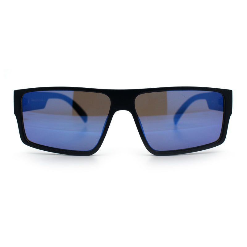 Locs Mens Color Mirror Flat Top Gangster Plastic Rectangle Sunglasses