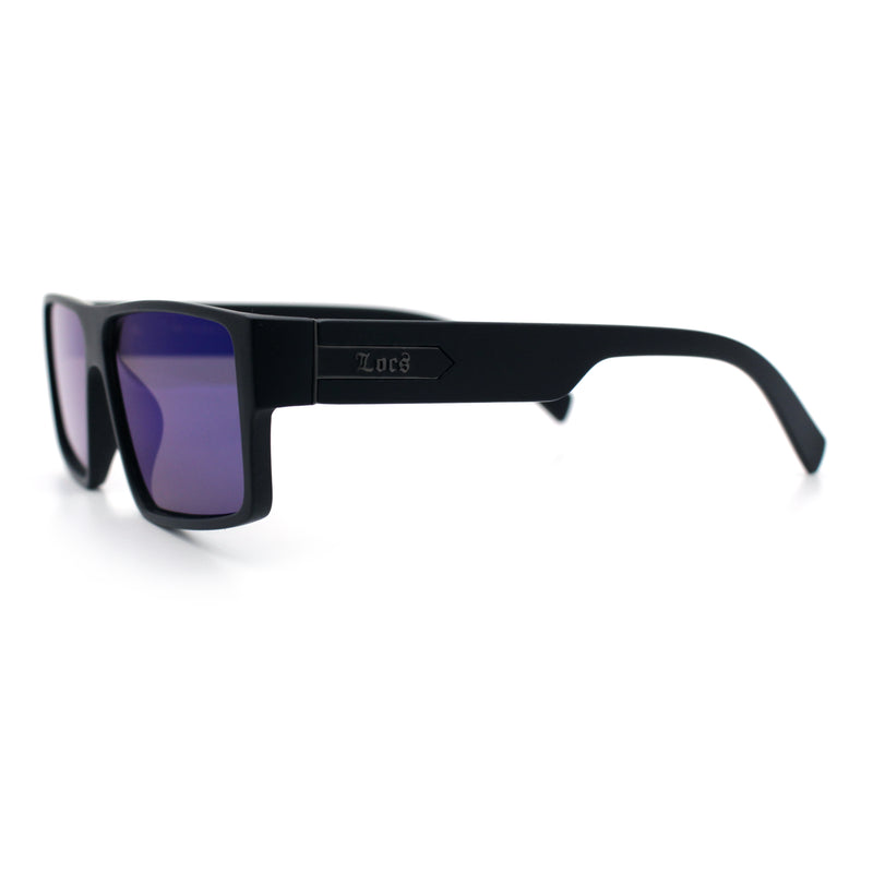 Locs Mens Color Mirror Flat Top Gangster Plastic Rectangle Sunglasses