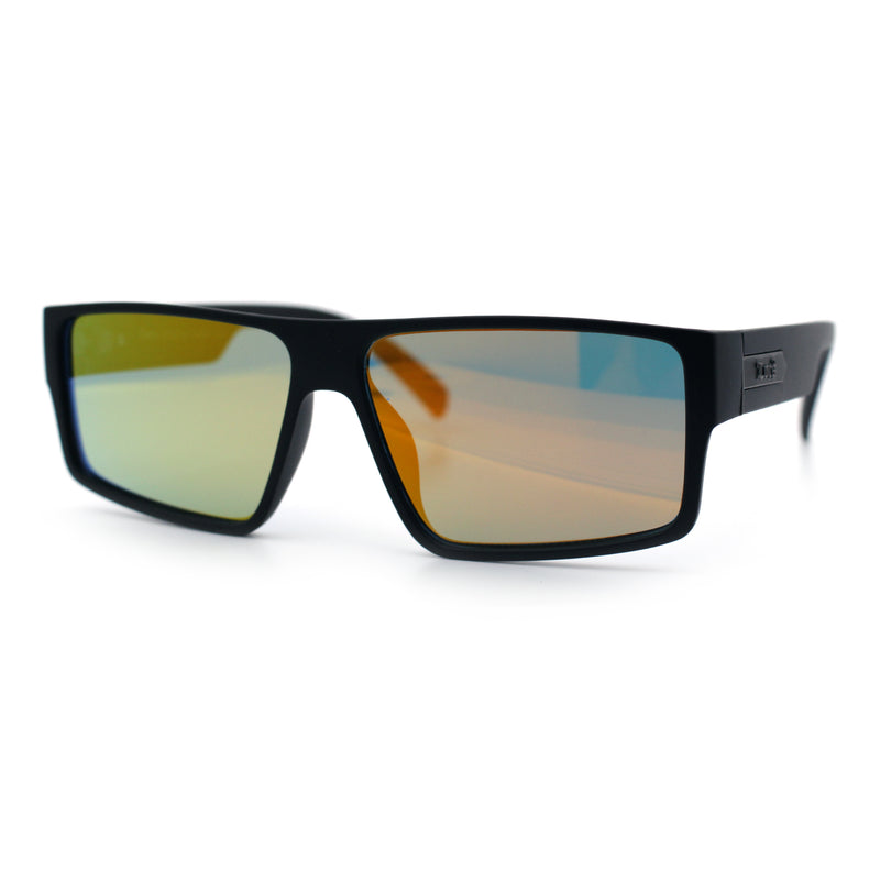 Locs Mens Color Mirror Flat Top Gangster Plastic Rectangle Sunglasses