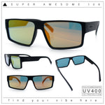 Locs Mens Color Mirror Flat Top Gangster Plastic Rectangle Sunglasses
