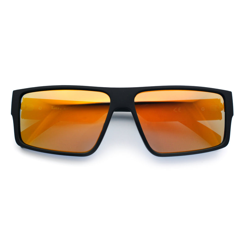 Locs Mens Color Mirror Flat Top Gangster Plastic Rectangle Sunglasses