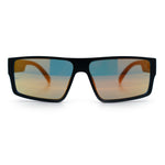 Locs Mens Color Mirror Flat Top Gangster Plastic Rectangle Sunglasses