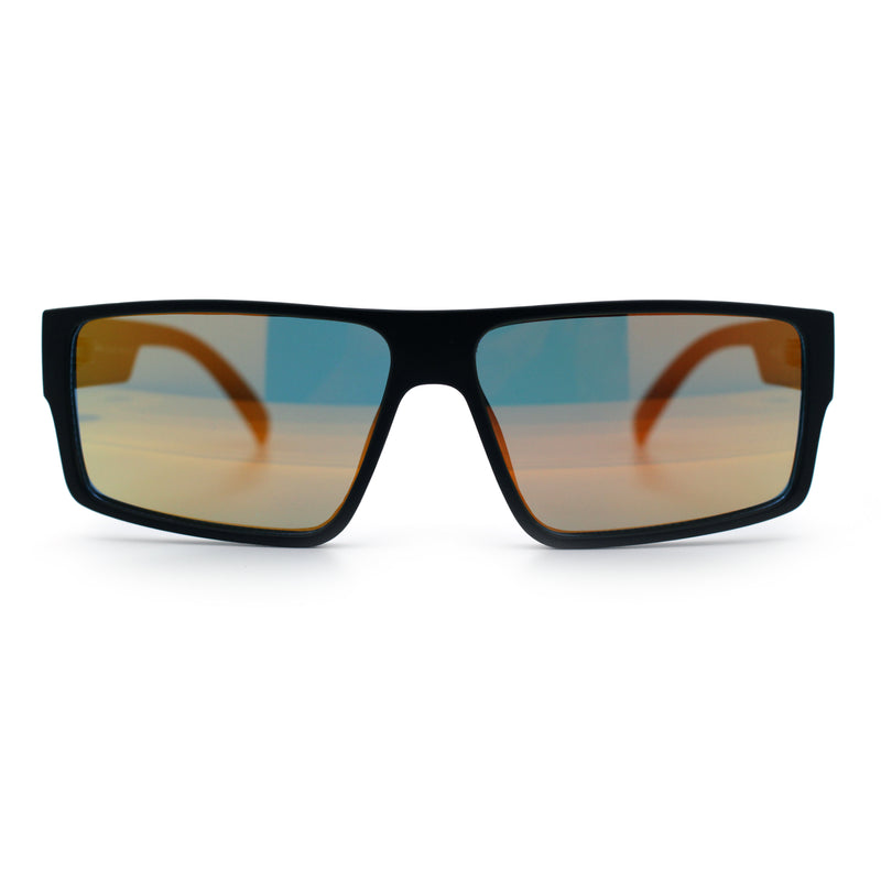 Locs Mens Color Mirror Flat Top Gangster Plastic Rectangle Sunglasses