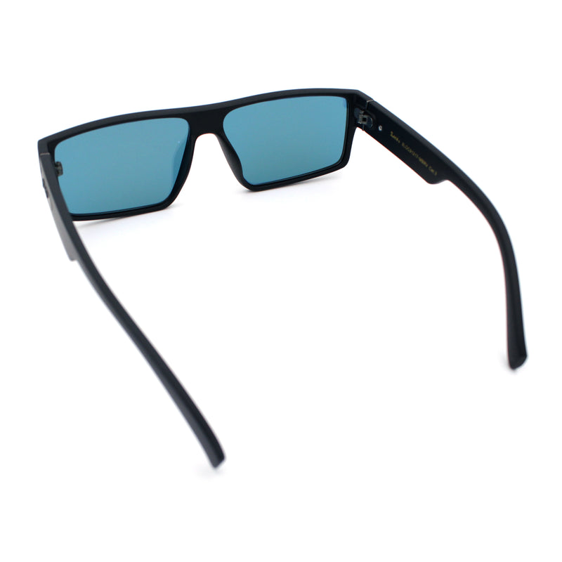 Locs Mens Color Mirror Flat Top Gangster Plastic Rectangle Sunglasses