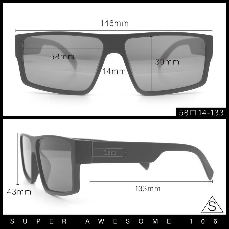Locs Mens Color Mirror Flat Top Gangster Plastic Rectangle Sunglasses