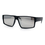 Locs Mens Color Mirror Flat Top Gangster Plastic Rectangle Sunglasses