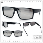 Locs Mens Color Mirror Flat Top Gangster Plastic Rectangle Sunglasses