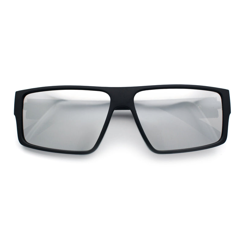 Locs Mens Color Mirror Flat Top Gangster Plastic Rectangle Sunglasses
