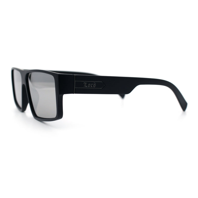 Locs Mens Color Mirror Flat Top Gangster Plastic Rectangle Sunglasses