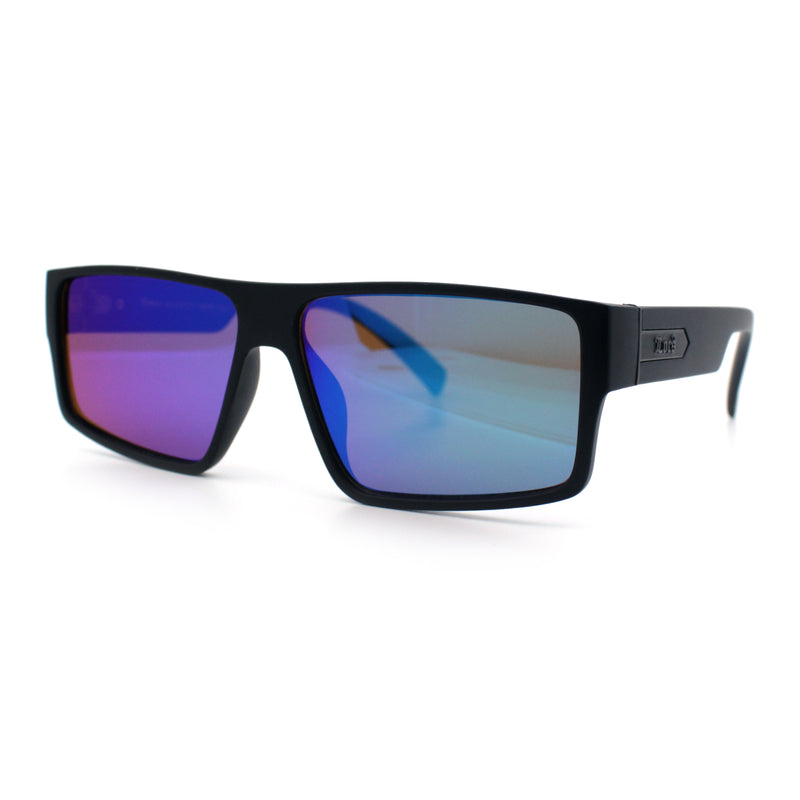 Locs Mens Color Mirror Flat Top Gangster Plastic Rectangle Sunglasses